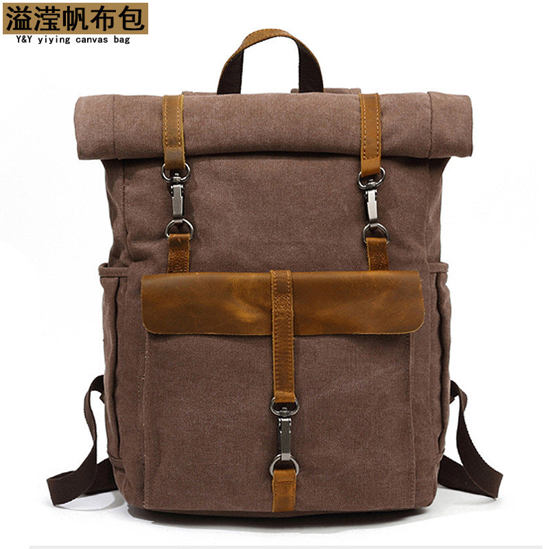 Cross-border sources of new canvas backpack men's retro shoulder computer bag student school bag outdoor wear-resistant travel bag