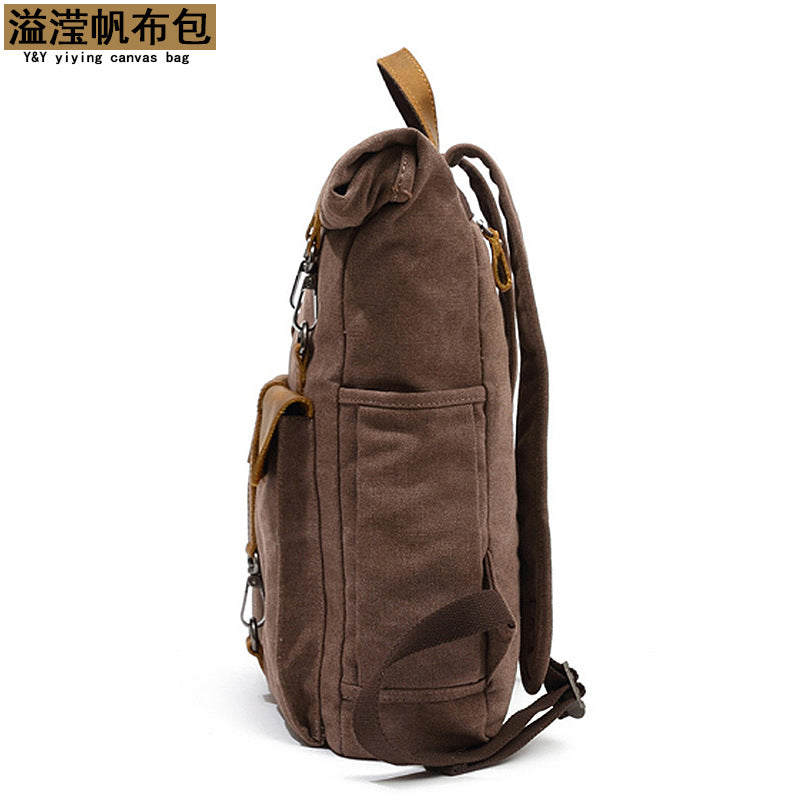 Cross-border sources of new canvas backpack men's retro shoulder computer bag student school bag outdoor wear-resistant travel bag