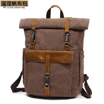 Cross-border sources of new canvas backpack men's retro shoulder computer bag student school bag outdoor wear-resistant travel bag