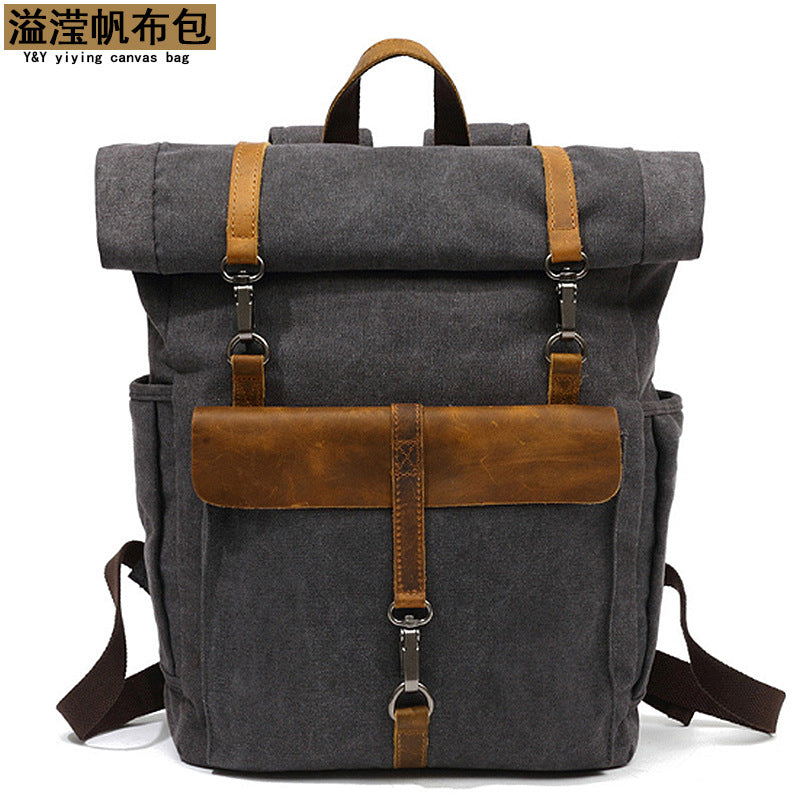 Cross-border sources of new canvas backpack men's retro shoulder computer bag student school bag outdoor wear-resistant travel bag