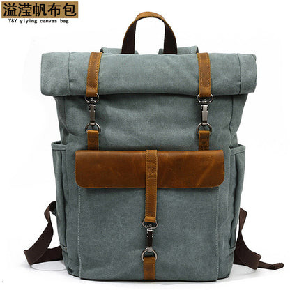 Cross-border sources of new canvas backpack men's retro shoulder computer bag student school bag outdoor wear-resistant travel bag