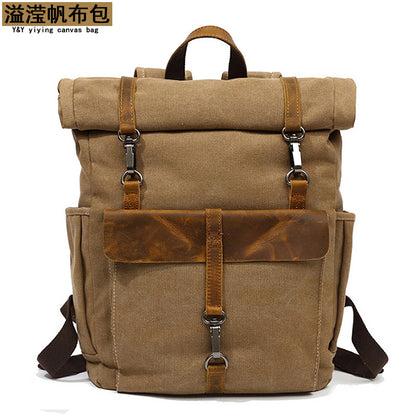 Cross-border sources of new canvas backpack men's retro shoulder computer bag student school bag outdoor wear-resistant travel bag