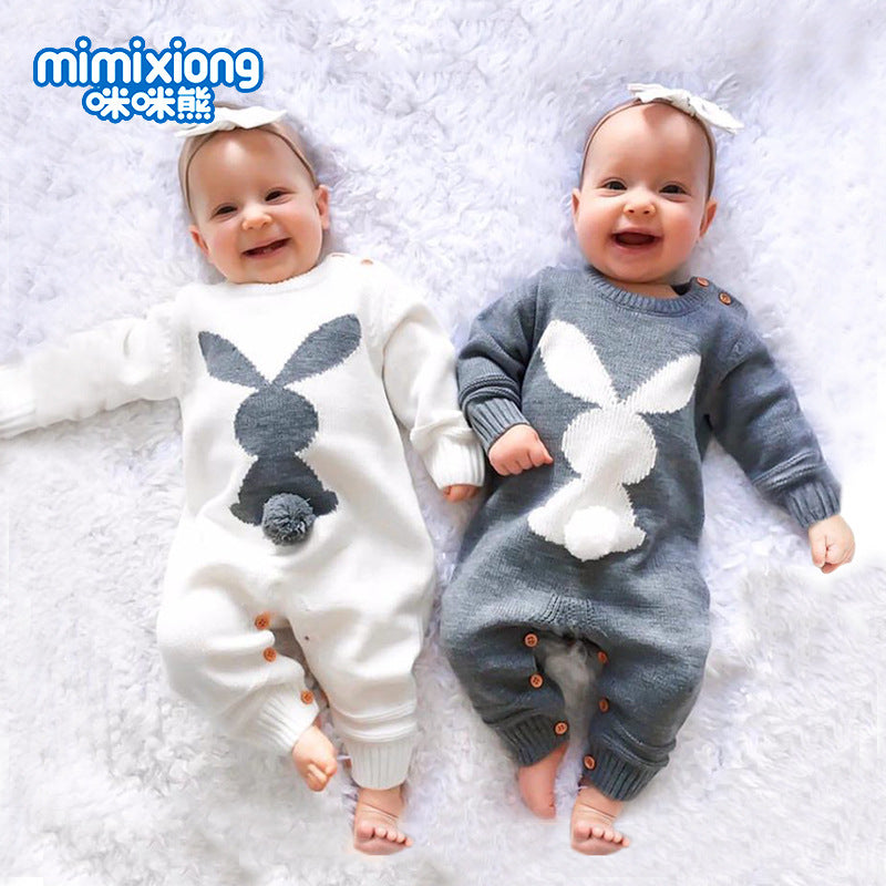 Ins hot selling knitted rabbit jumpsuit for boys and girls