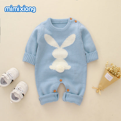 Ins hot selling knitted rabbit jumpsuit for boys and girls