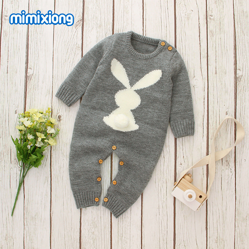 Ins hot selling knitted rabbit jumpsuit for boys and girls