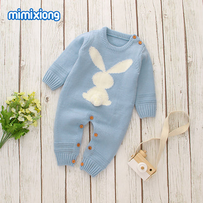 Ins hot selling knitted rabbit jumpsuit for boys and girls