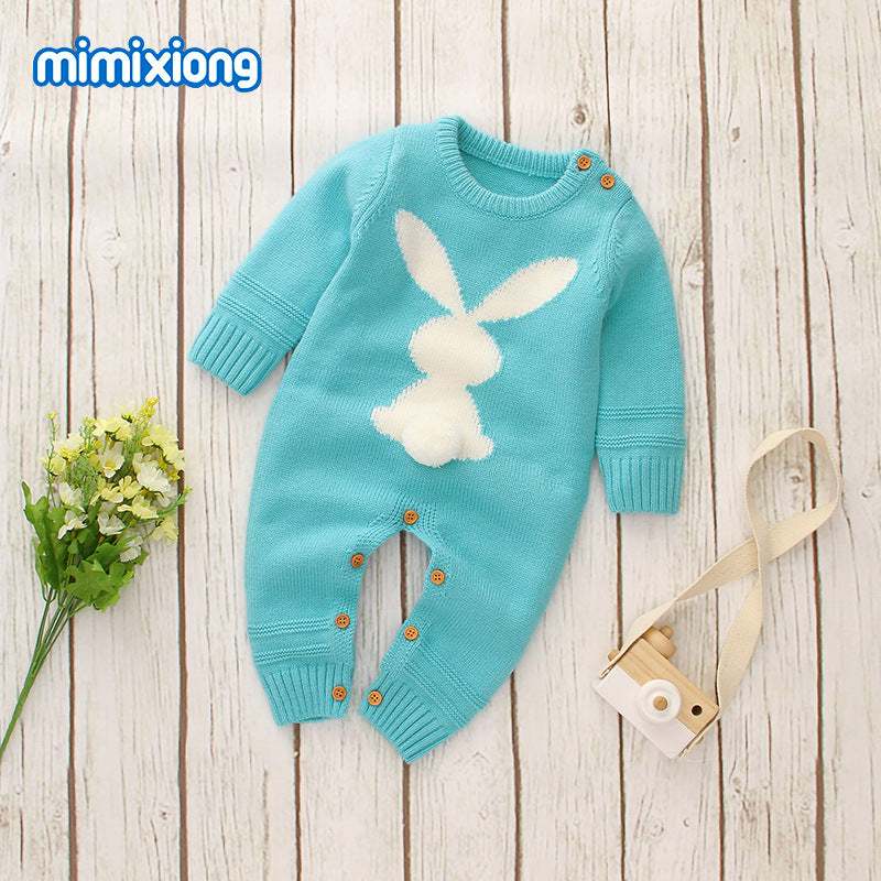 Ins hot selling knitted rabbit jumpsuit for boys and girls