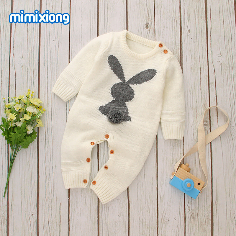 Ins hot selling knitted rabbit jumpsuit for boys and girls