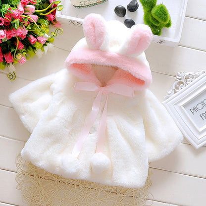 Winter children's dress cape cape girl baby cape coat girl princess two-color faux fur shawl