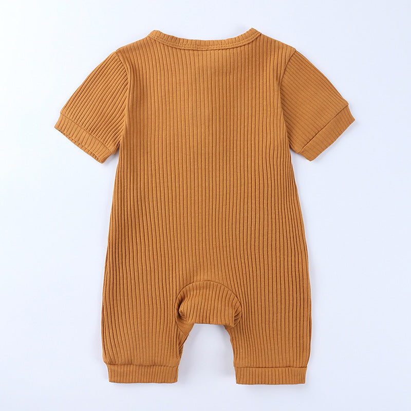 AliExpress hot style men's and women's baby clothes baby clothing summer solid color pit stripe baby short climbing jumpsuit on behalf of hair