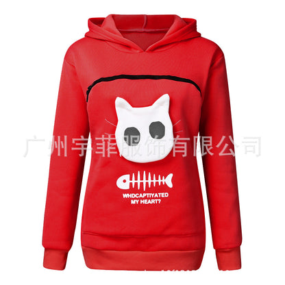 Amazon 2019 hot style ladies cat print sweater cat litter top