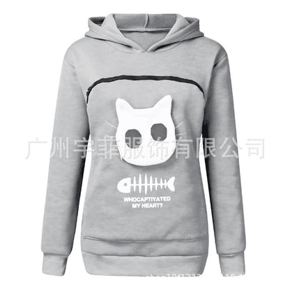 Amazon 2019 hot style ladies cat print sweater cat litter top