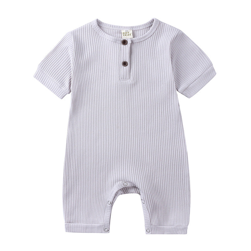 AliExpress hot style men's and women's baby clothes baby clothing summer solid color pit stripe baby short climbing jumpsuit on behalf of hair