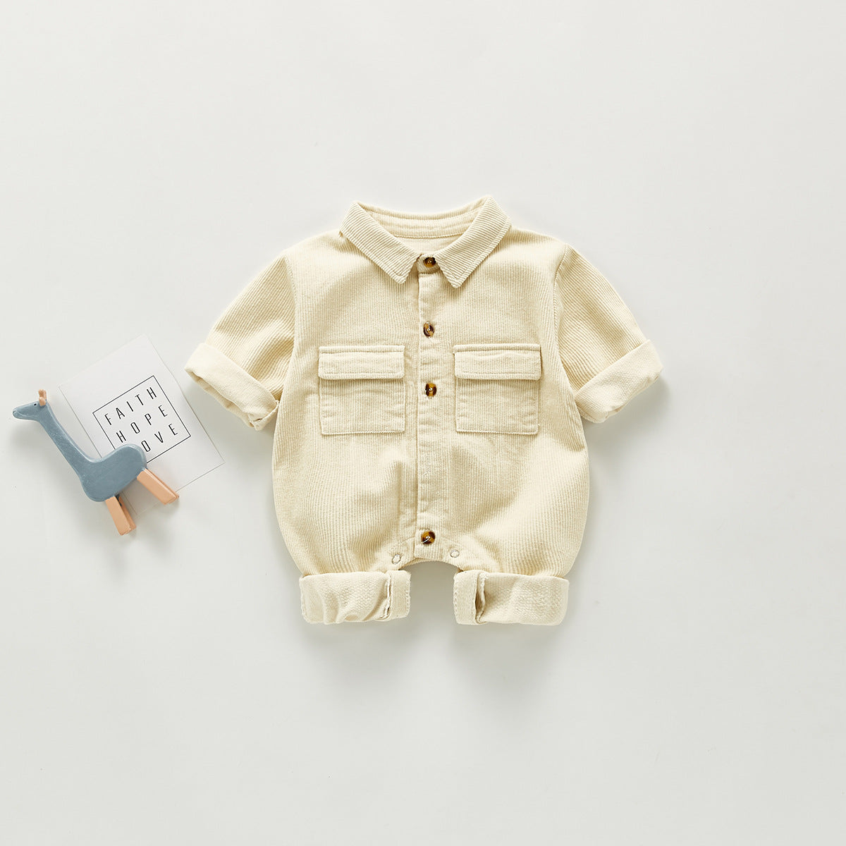 ins Korean version 2021 spring male baby infant crawler suit overalls one-year-old crawler suit casual jumpsuit corduroy spot