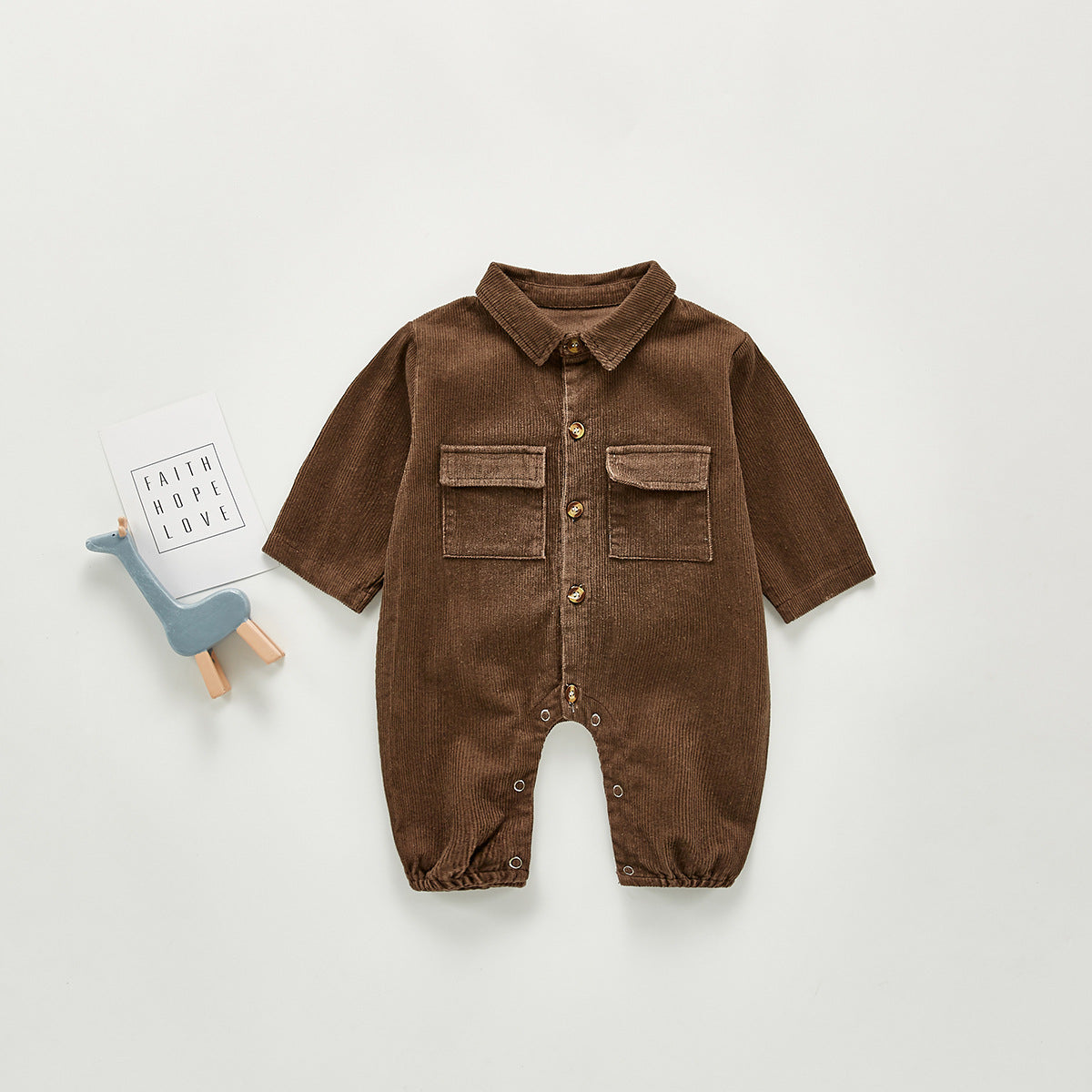 ins Korean version 2021 spring male baby infant crawler suit overalls one-year-old crawler suit casual jumpsuit corduroy spot