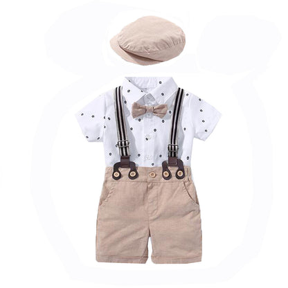 Cross-border summer new baby boy gentleman dress printed romper baby triangle romper one piece on behalf of