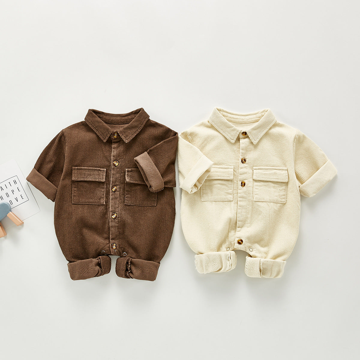 ins Korean version 2021 spring male baby infant crawler suit overalls one-year-old crawler suit casual jumpsuit corduroy spot