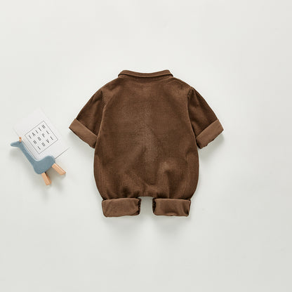 ins Korean version 2021 spring male baby infant crawler suit overalls one-year-old crawler suit casual jumpsuit corduroy spot