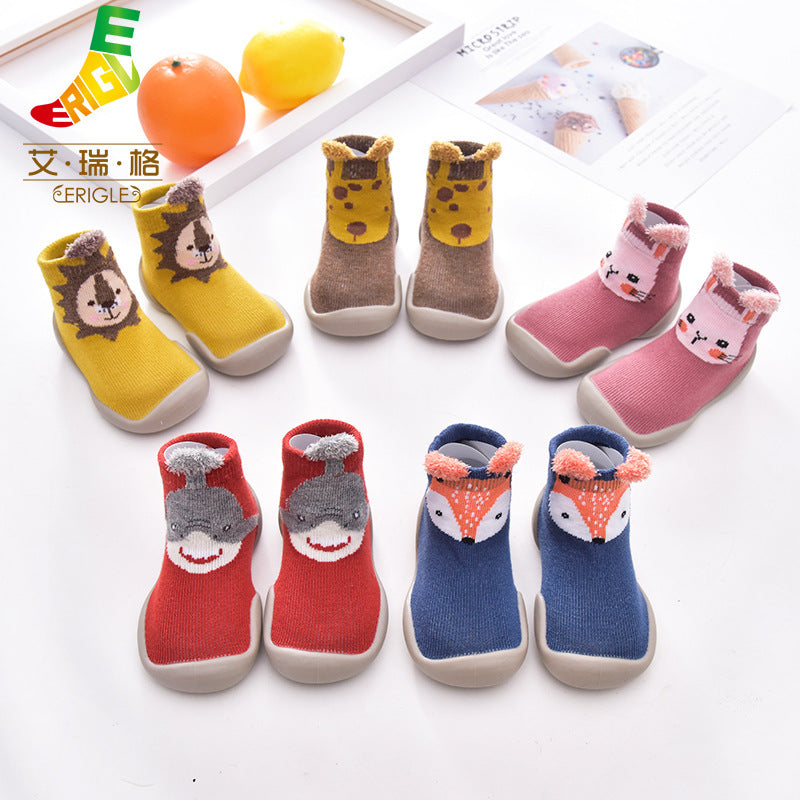 New men's and women's children's fall/winter animal non-slip anti-collision toe toe toddler shoes cute baby socks shoes soft soled socks shoes