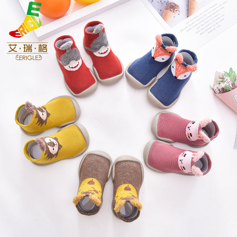 New men's and women's children's fall/winter animal non-slip anti-collision toe toe toddler shoes cute baby socks shoes soft soled socks shoes