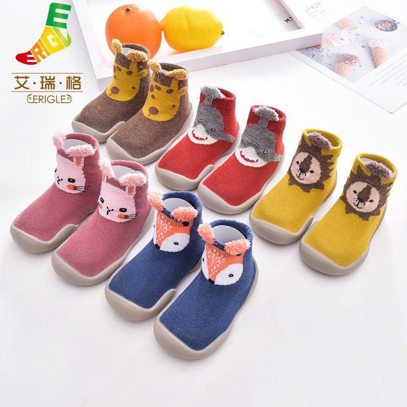 New men's and women's children's fall/winter animal non-slip anti-collision toe toe toddler shoes cute baby socks shoes soft soled socks shoes