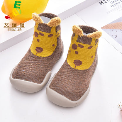 New men's and women's children's fall/winter animal non-slip anti-collision toe toe toddler shoes cute baby socks shoes soft soled socks shoes