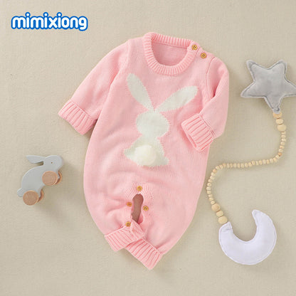 Ins hot selling knitted rabbit jumpsuit for boys and girls