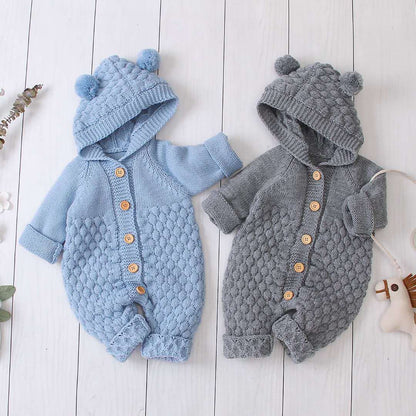 Baby knitted jumpsuit spring and autumn newborn clothing male and female baby sweater cute warm crawling clothes