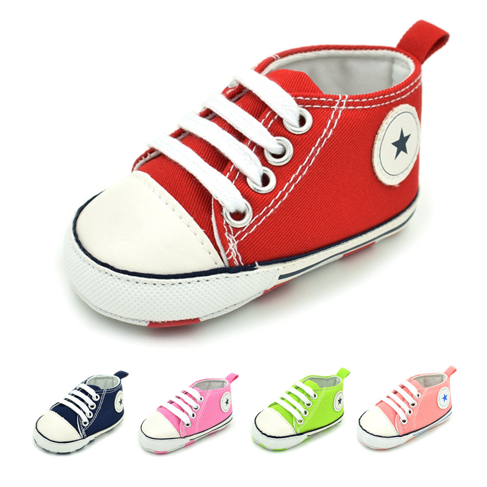 Baby shoes wholesale solid color front lace wild canvas shoes baby toddler shoes D603