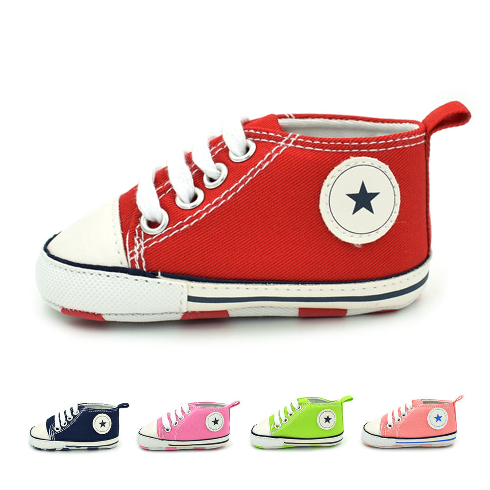 Baby shoes wholesale solid color front lace wild canvas shoes baby toddler shoes D603