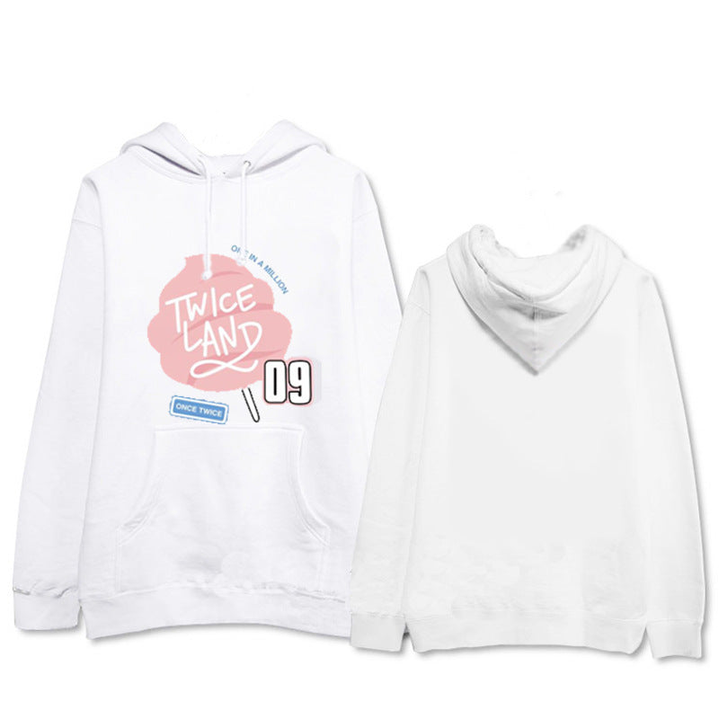 TWICE sweater Seoul TWICELAND concert should support the same style plus velvet hooded sweater for men and women in spring and autumn