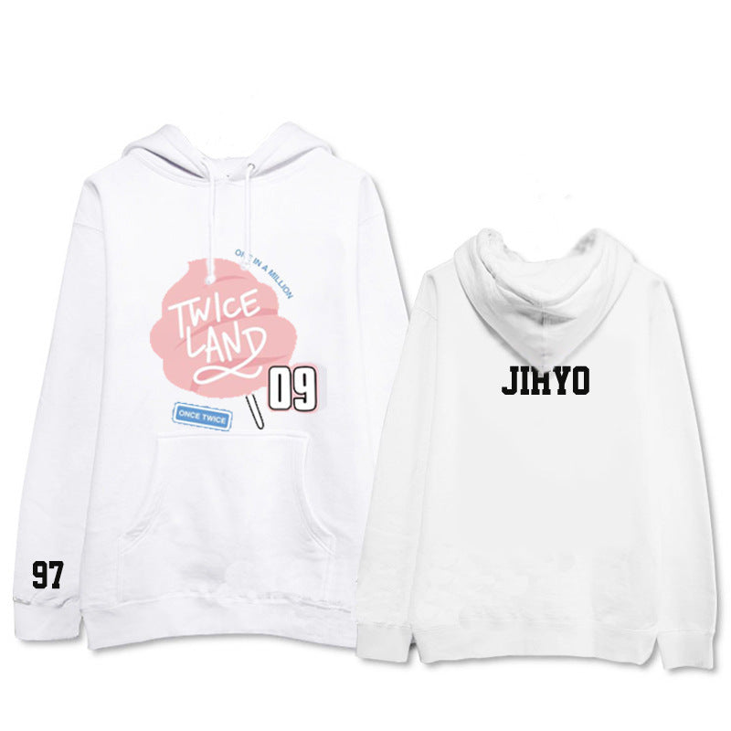 TWICE sweater Seoul TWICELAND concert should support the same style plus velvet hooded sweater for men and women in spring and autumn