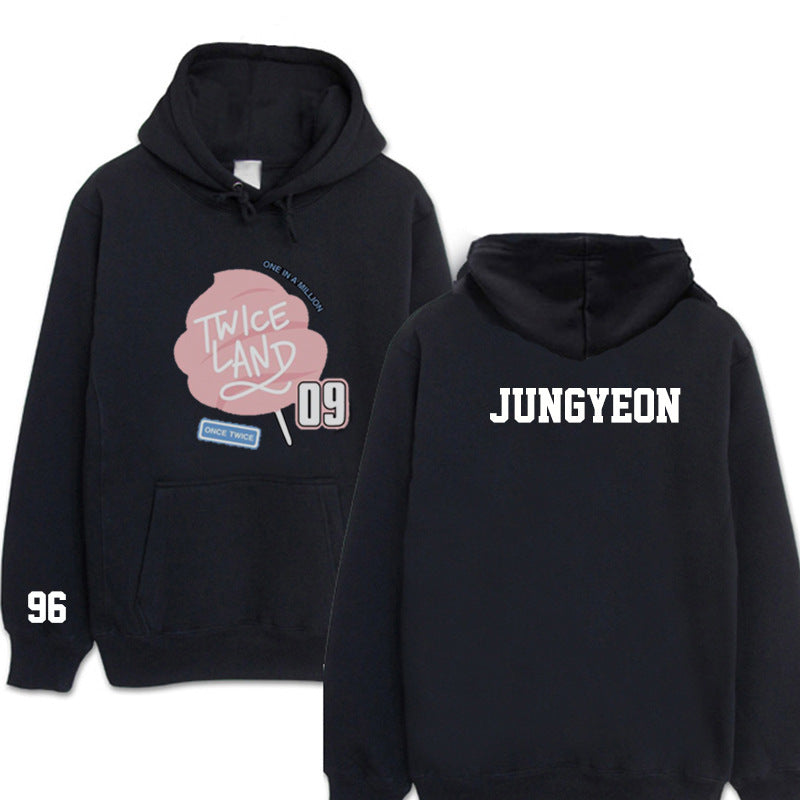 TWICE sweater Seoul TWICELAND concert should support the same style plus velvet hooded sweater for men and women in spring and autumn