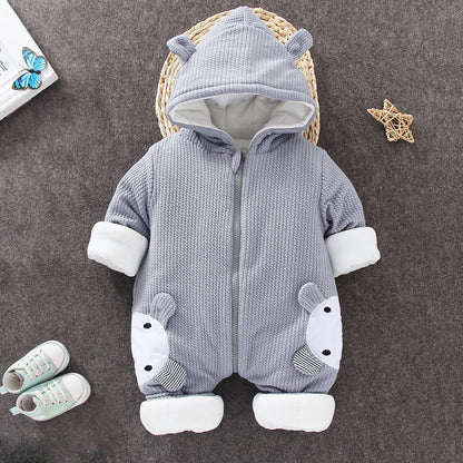 Baby winter Mimi Rabbit onesie, male and female baby outing clothes, thickened warm clothes, newborn winter cotton coat