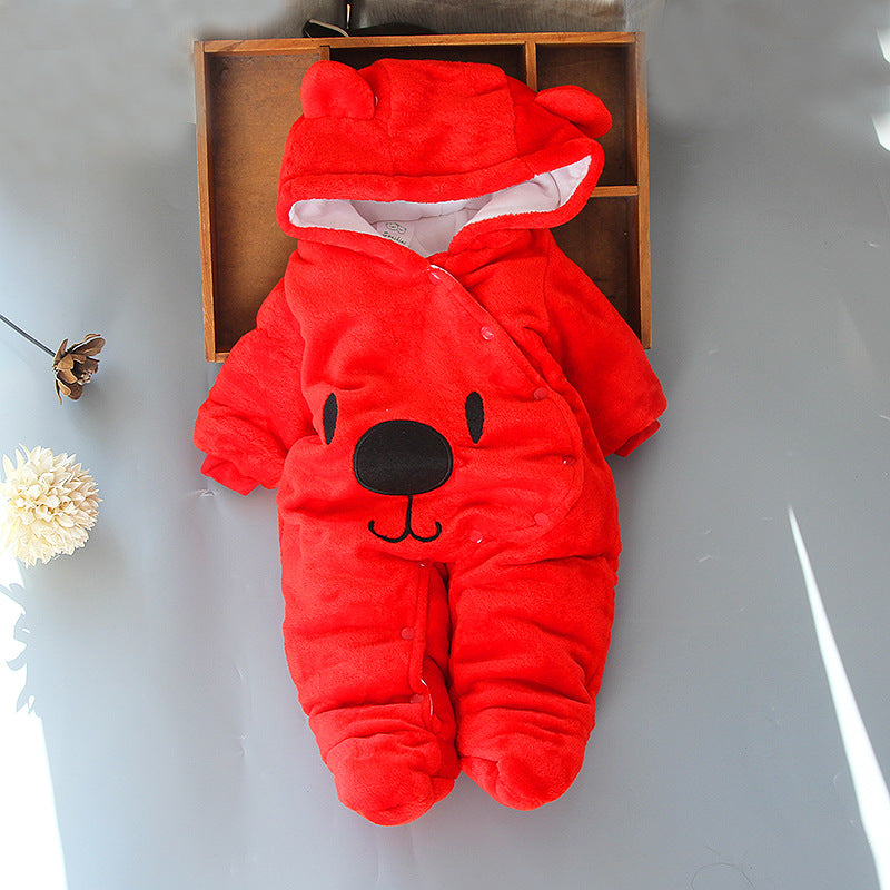 2018 new baby cotton coat romper cartoon climbing clothes baby jumpsuit autumn and winter baby thickened out clothes