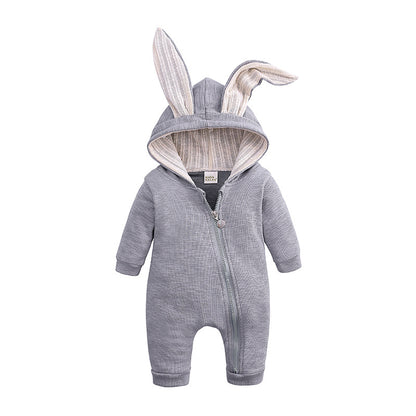 ins hot style autumn and winter baby children's clothing jumpsuit for boys and girls, infants, baby rabbit ears, long sleeve romper, climbing clothes