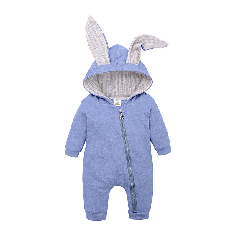 ins hot style autumn and winter baby children's clothing jumpsuit for boys and girls, infants, baby rabbit ears, long sleeve romper, climbing clothes