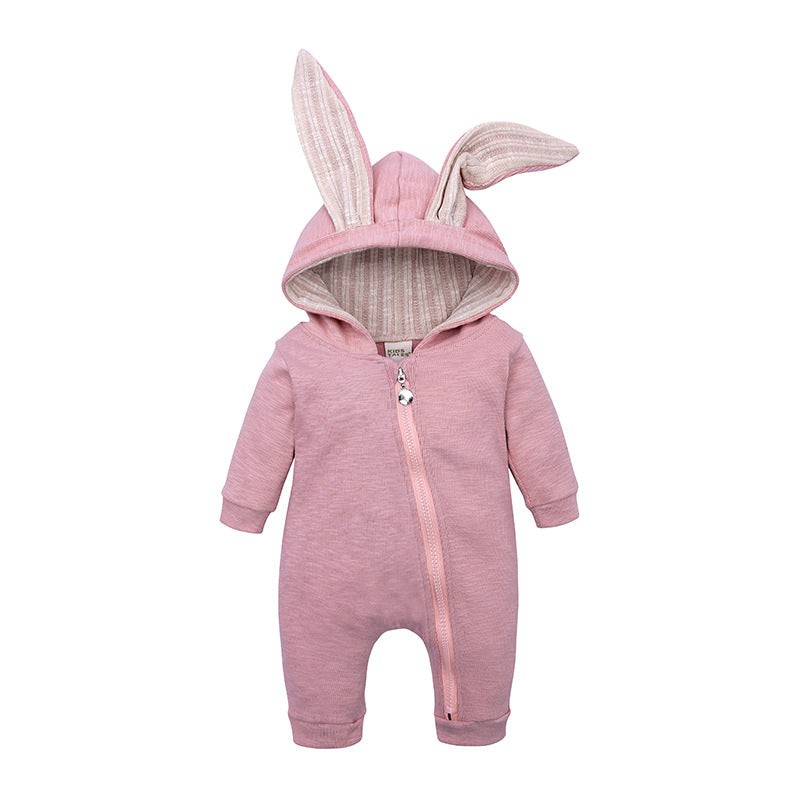 ins hot style autumn and winter baby children's clothing jumpsuit for boys and girls, infants, baby rabbit ears, long sleeve romper, climbing clothes