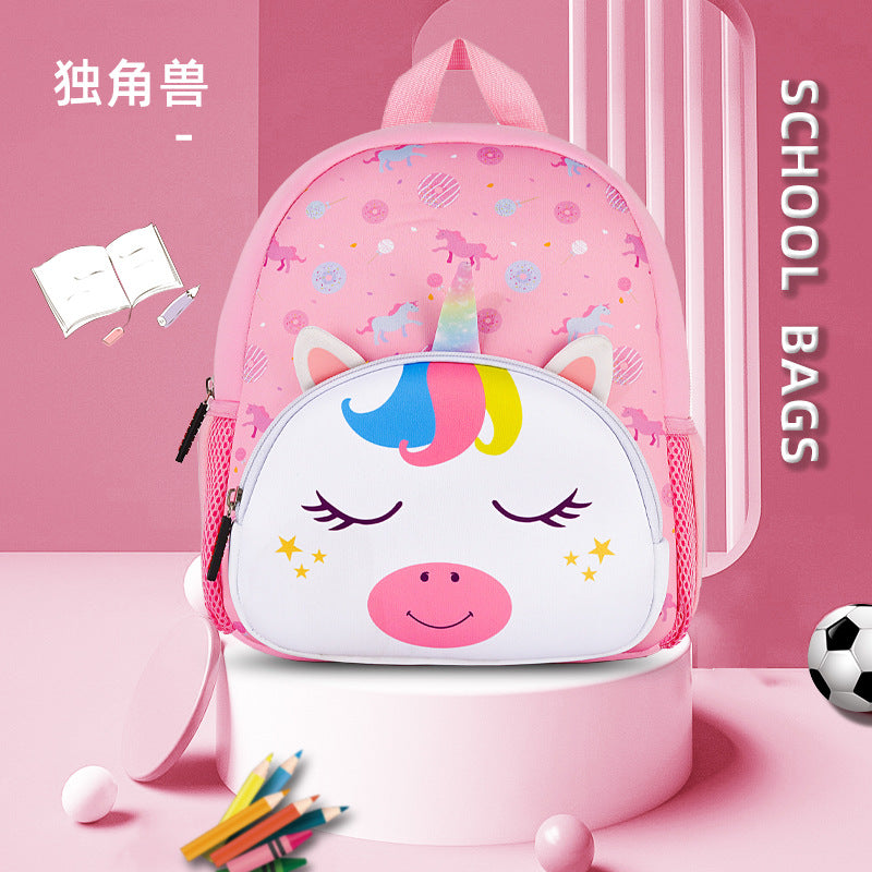 New Student Animal Cartoon School Bag Children's Diving Material Kindergarten Backpack Dinosaur Unicorn School Bag Wholesale