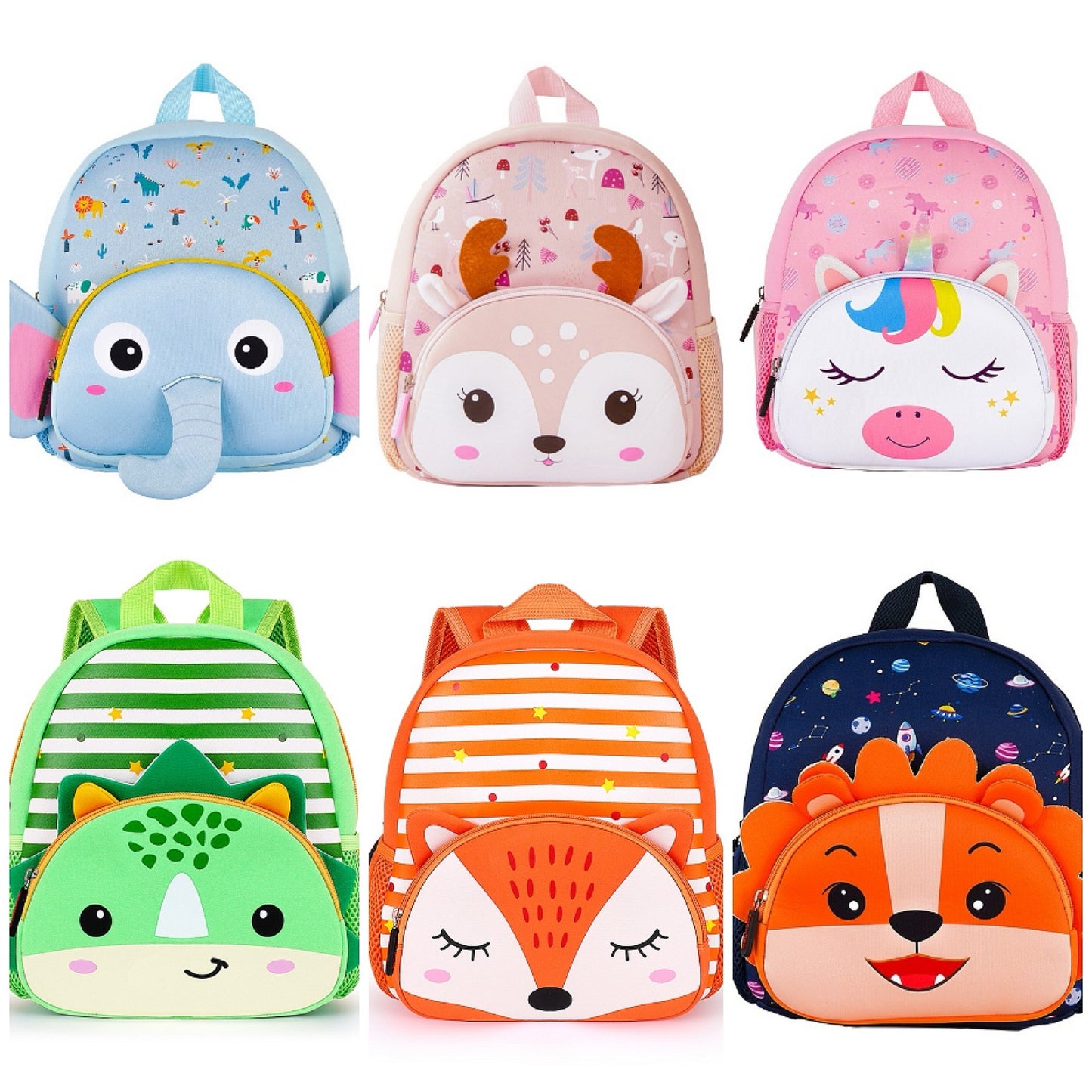 New Student Animal Cartoon School Bag Children's Diving Material Kindergarten Backpack Dinosaur Unicorn School Bag Wholesale