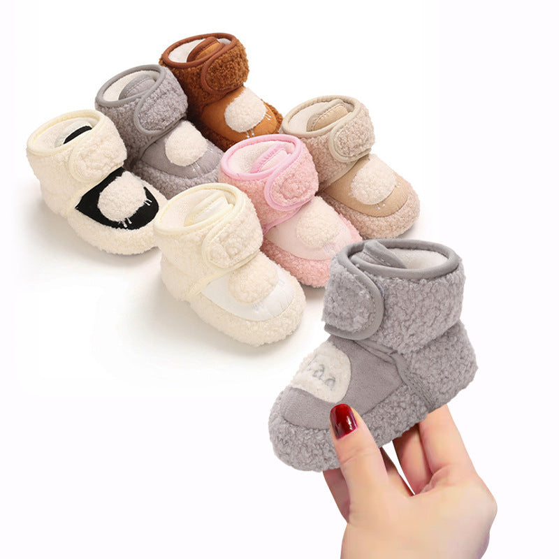 Winter baby shoes plus velvet and thickened baby cotton shoes winter high-top infant Korean style toddler shoes one-year-old baby boots