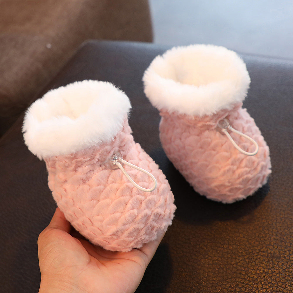 Baby shoes, winter cotton shoes with velvet and thickened soft soles to keep warm from 0 to March 6, baby prevention shoes and socks for toddlers and newborns