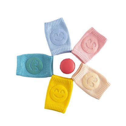 2023 Summer Terry Baby Socks Elbow Pads Toddler Climbing Knee Pads Baby Kids Knee Pads Smiley Face Knee Pads