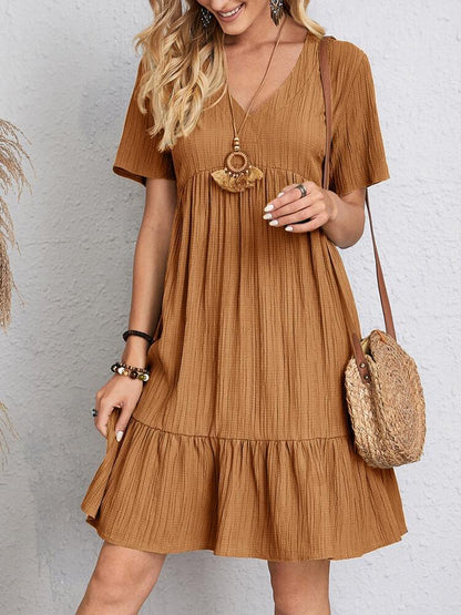 2022 cross-border foreign trade European and American women's clothing Amazon hot summer loose casual short-sleeved waist elegant dress