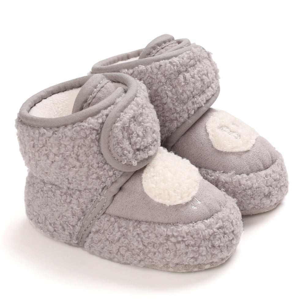 Winter baby shoes plus velvet and thickened baby cotton shoes winter high-top infant Korean style toddler shoes one-year-old baby boots