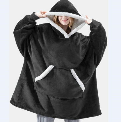 Thickened hugle hoodie lazy pullover fleece jacket hooded TV blanket outdoor cold-proof warm nightgown