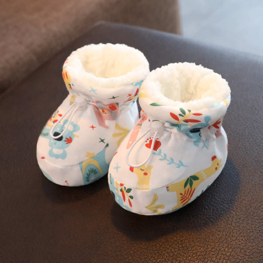 Baby shoes, winter cotton shoes with velvet and thickened soft soles to keep warm from 0 to March 6, baby prevention shoes and socks for toddlers and newborns