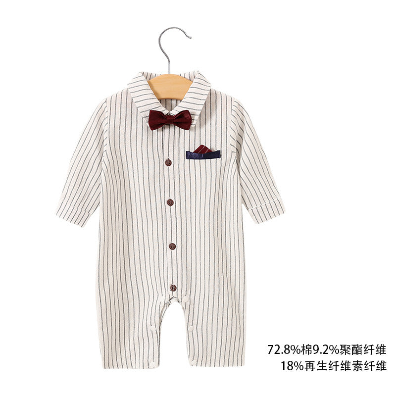 Baby jumpsuit spring and autumn newborn one-year-old full-moon clothes long-sleeved baby gentleman dress cross-border children's clothing