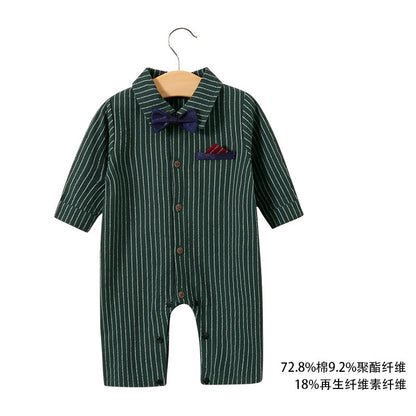 Baby jumpsuit spring and autumn newborn one-year-old full-moon clothes long-sleeved baby gentleman dress cross-border children's clothing