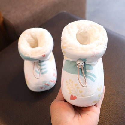 Baby shoes, winter cotton shoes with velvet and thickened soft soles to keep warm from 0 to March 6, baby prevention shoes and socks for toddlers and newborns